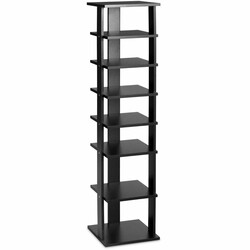 Elegant svart skohylla i trä med sju hyllor för smart förvaring