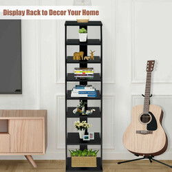 Elegant svart skohylla i trä med sju hyllor för smart förvaring