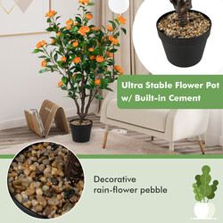 Konstgjort kameliaträd med 37 blommor och frodiga gröna blad för inomhusbruk