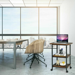 Höj- och sänkbart skrivarbord med tre nivåer och hjul, 49 x 40 x 67/77 cm, brun