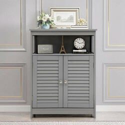 Grå badrumsskåp i trä med justerbar hylla och väggfäste 60 x 30 x 80 cm