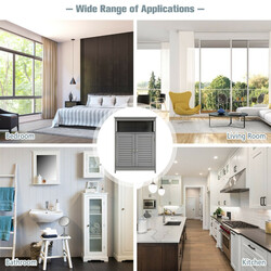 Grå badrumsskåp i trä med justerbar hylla och väggfäste 60 x 30 x 80 cm