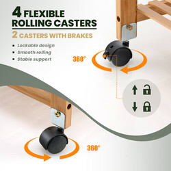 Serveringsvagn i bambu med tre hyllor och hjul för praktisk förvaring