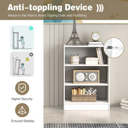 Vit trevånings bokhylla med justerbara hyllplan och modern design 50 x 30 x 75 cm