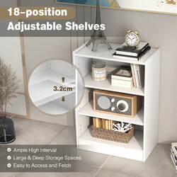 Vit trevånings bokhylla med justerbara hyllplan och modern design 50 x 30 x 75 cm