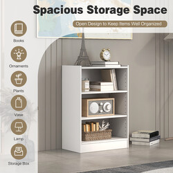 Vit trevånings bokhylla med justerbara hyllplan och modern design 50 x 30 x 75 cm