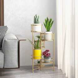 Hopfällbart växtstativ i guld med sex nivåer för elegant inredning