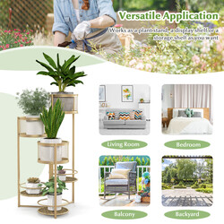 Hopfällbart växtstativ i guld med sex nivåer för elegant inredning