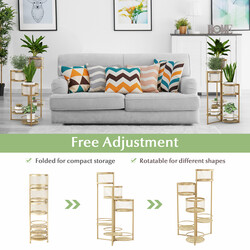 Hopfällbart växtstativ i guld med sex nivåer för elegant inredning