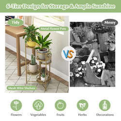 Hopfällbart växtstativ i guld med sex nivåer för elegant inredning