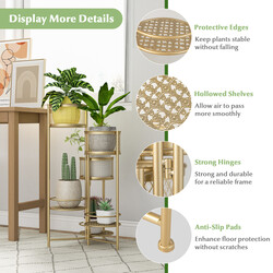 Hopfällbart växtstativ i guld med sex nivåer för elegant inredning