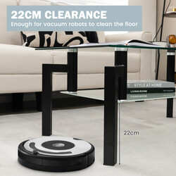 Rektangulärt soffbord i glas med två nivåer och modern design