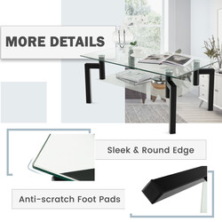 Rektangulärt soffbord i glas med två nivåer och modern design