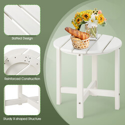 Litet vitt sidobord i UV-beständig plast för trädgård och uteplats