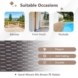 Tredelat trädgårdsmöbelset med handvävda gungstolar och stabilt soffbord i rotting