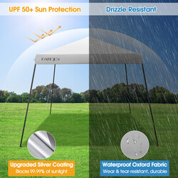 Stort grått partytält 3x3 m med snedställda ben och UPF 50+ skydd