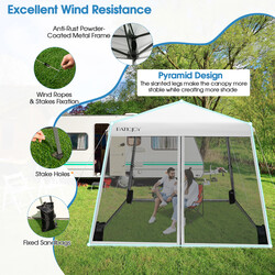 Stort vitt partytält 3x3 m med justerbar höjd och nätväggar