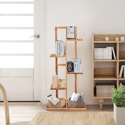 Blomställning i furu med 5 nivåer för inomhus och utomhus bruk, brun 50x21x103 cm