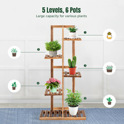 Blomställning i furu med 5 nivåer för inomhus och utomhus bruk, brun 50x21x103 cm