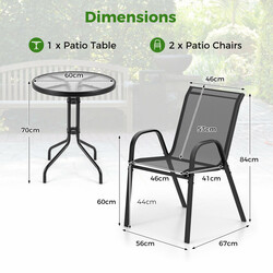 Balkongmöbelset i grått med bistrobord och två stapelbara stolar för utomhusbruk