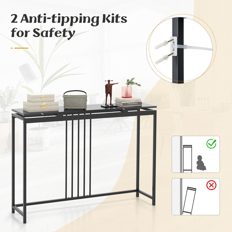 Svart konsolbord i konstgjord marmor med elegant design och mångsidig användning