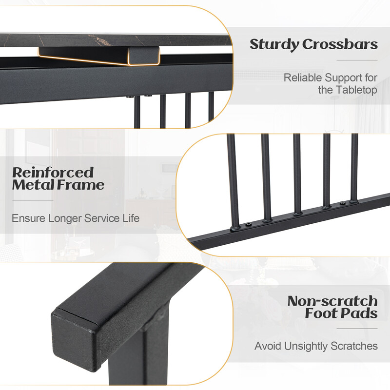 Svart konsolbord i konstgjord marmor med elegant design och mångsidig användning