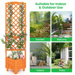 Planteringslåda med spaljé i orange, 180 cm hög, väderbeständig och hållbar trädgårdsbänk