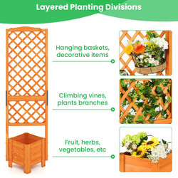 Planteringslåda med spaljé i orange, 180 cm hög, väderbeständig och hållbar trädgårdsbänk
