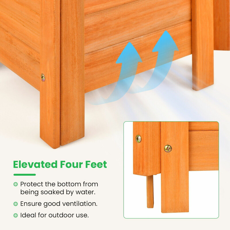 Planteringslåda med spaljé i orange, 180 cm hög, väderbeständig och hållbar trädgårdsbänk