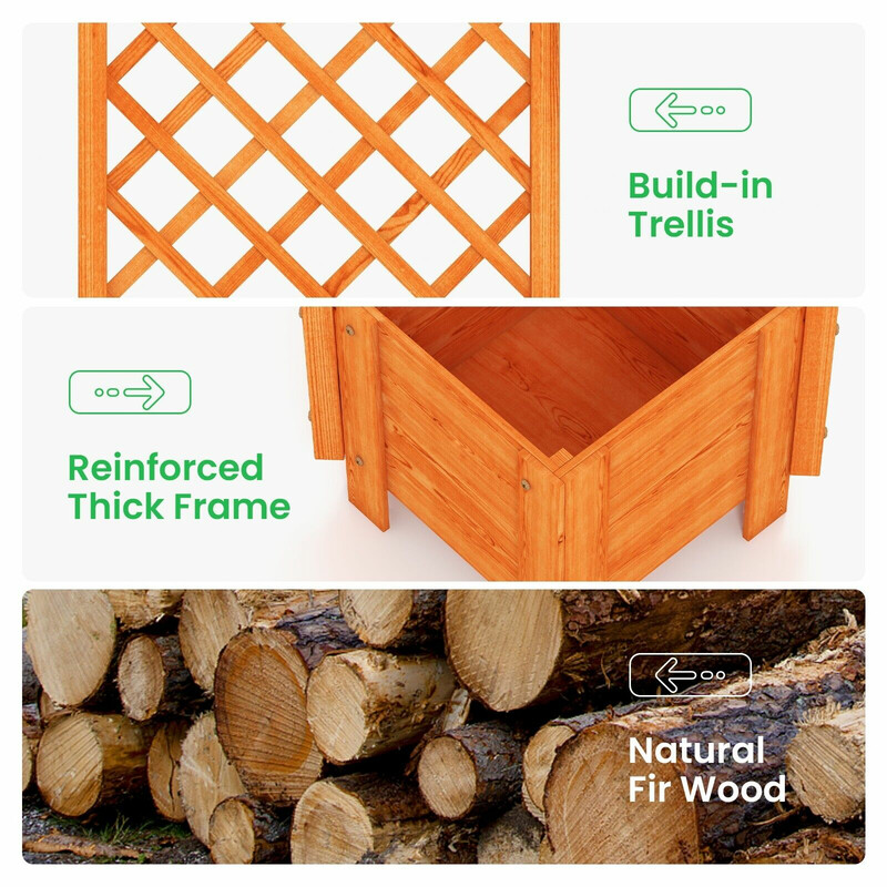 Planteringslåda med spaljé i orange, 180 cm hög, väderbeständig och hållbar trädgårdsbänk