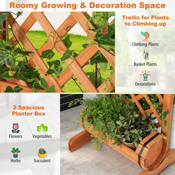 Hög planteringslåda i trä med spaljé, orange, 45,5 x 36 x 113 cm