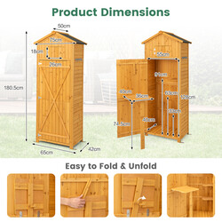 Trädgårdsförråd med låsbart skåp och fällbart bord för utomhusbruk 75 x 50 x 180,5 cm