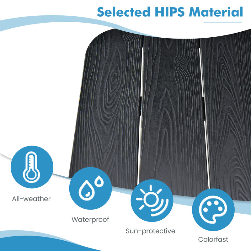 Hopfällbart räckbord för balkong och trädgård, justerbart och väderbeständigt, svart