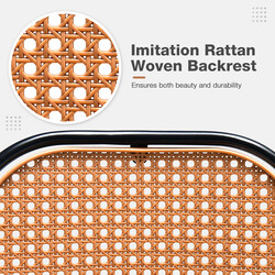 2-pack moderna barstolar i konstläder med rottingryggstöd och metallram för matsal