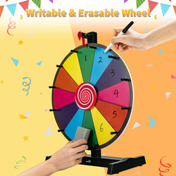 Stort färgglatt lyckohjul med 12 sektioner för priser och spel, inklusive whiteboardpenna