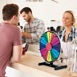 Stort färgglatt lyckohjul med 12 sektioner för priser och spel, inklusive whiteboardpenna