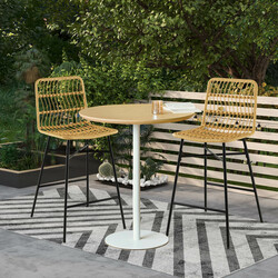 2-pack gula och svarta rottingbarstolar för inomhus- och utomhusbruk, 104 cm höga