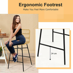 2-pack gula och svarta rottingbarstolar för inomhus- och utomhusbruk, 104 cm höga