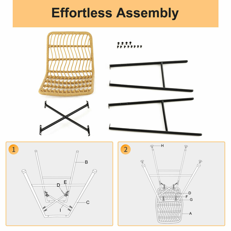 2-pack gula och svarta rottingbarstolar för inomhus- och utomhusbruk, 104 cm höga