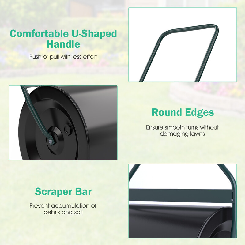 Trädgårdsvält 60 L med U-handtag och avtagbar tömningsplugg för perfekt gräsmatta