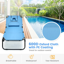 Hopfällbar solstol med ansiktshål och justerbart ryggstöd för strand och trädgård