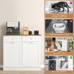 Avfallsskåp med tippbara luckor och extra förvaring för kök och tvättstuga, vit