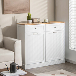 Avfallsskåp med tippbara luckor och extra förvaring för kök och tvättstuga, vit