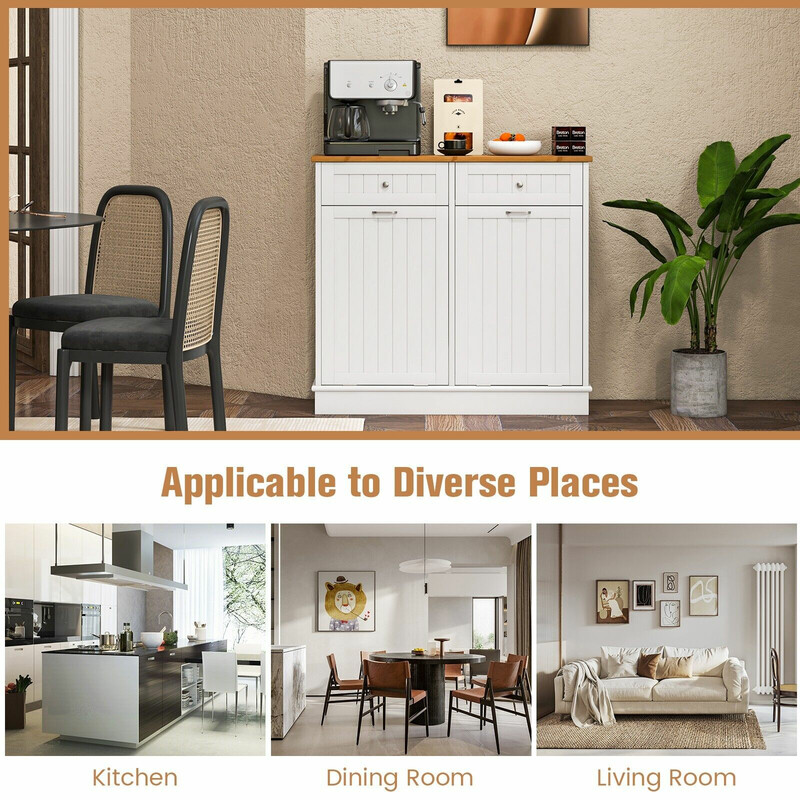 Avfallsskåp med tippbara luckor och extra förvaring för kök och tvättstuga, vit