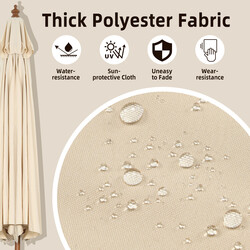 Trädgårdsparasoll i trä 300 cm justerbar lutning beige