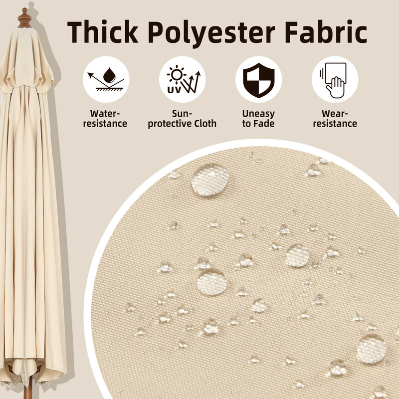 Trädgårdsparasoll i trä 300 cm justerbar lutning beige