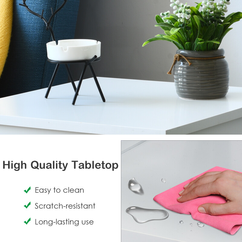 Trevånings nattduksbord och soffbord för sovrum och vardagsrum, vit, 40 x 40 x 61 cm