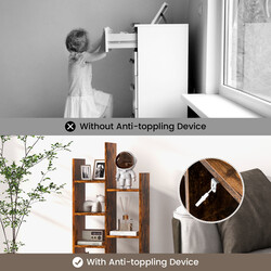 Öppen bokhylla med 7 hyllplan och låda i brun trädesign 53 x 24 x 118 cm