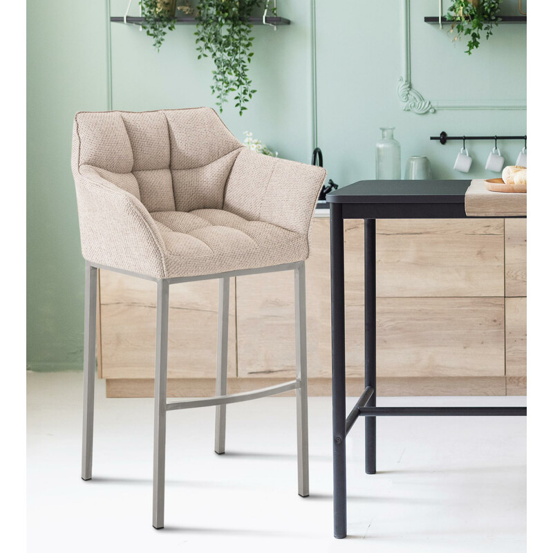 Elegant vadderad barstol med rostfri stålstomme