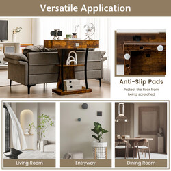 T-formad konsolbord för små utrymmen i rustik brunt, 91 x 30 x 88 cm